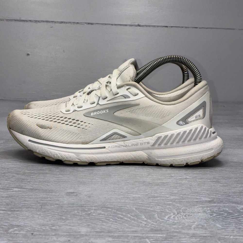 Brooks Adrenaline GTS 23 Running Shoes Womens 9.5 White Silver Stability Mesh